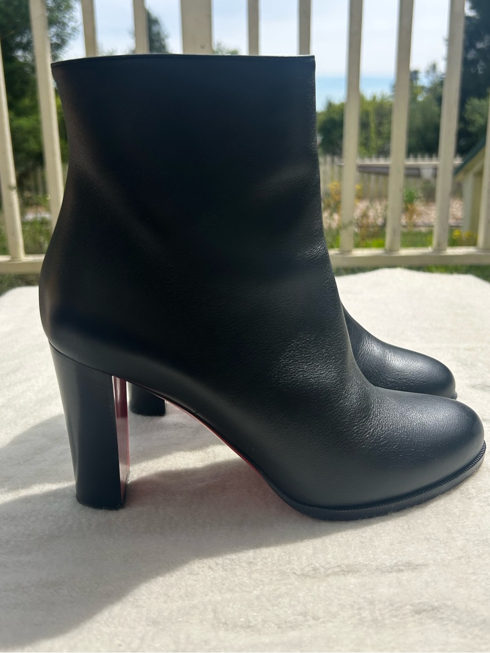 Authentic Louboutin Adox 85 Black Leather Ankle Red Bottom Booties 39 US 8.5 - Picture 2 of 14